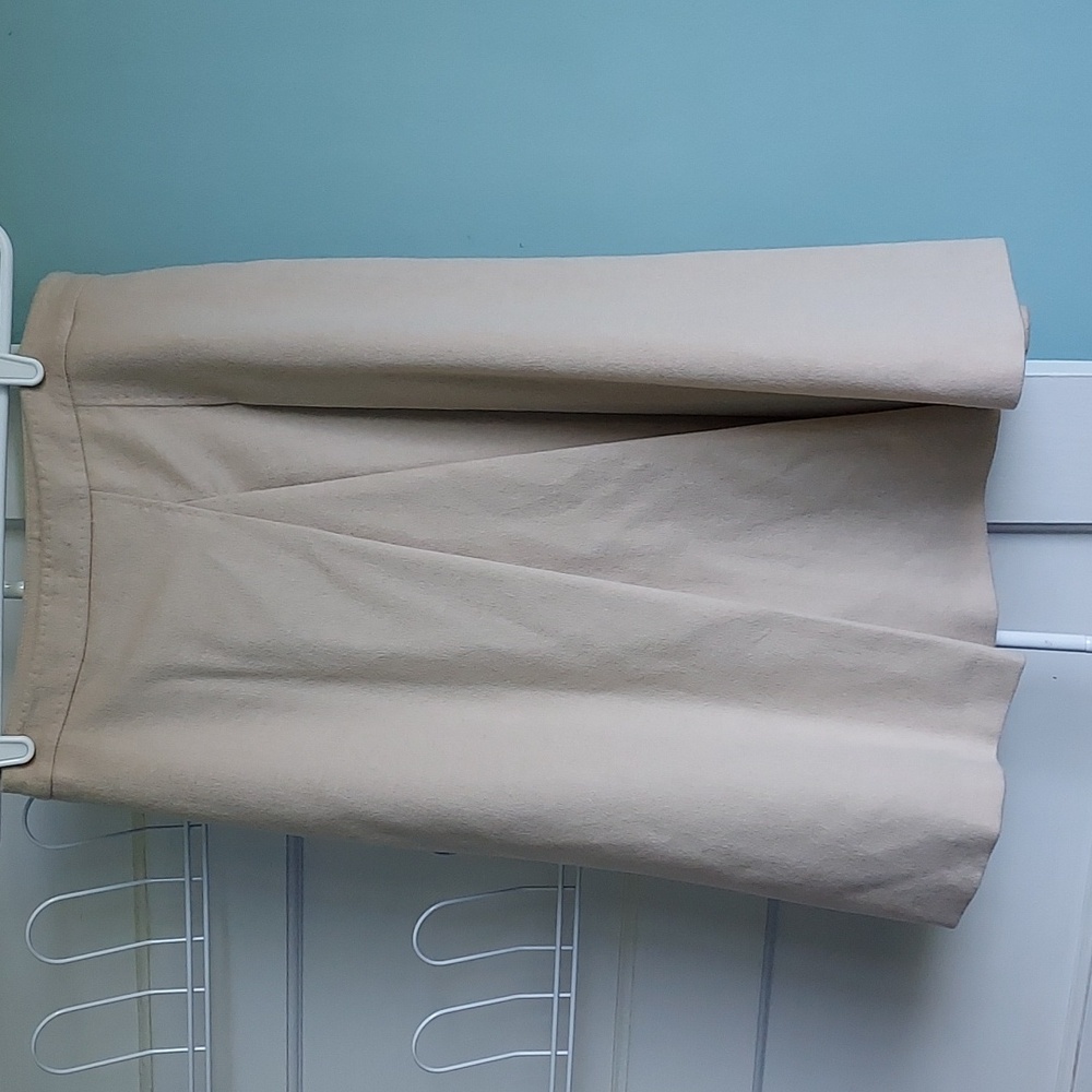 Max Mara Womens Beige Lined Midi Pencil Skirt Lined Front Pleat Camel Hair